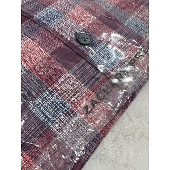 NWT ZACHARY PRELL Size M Sutherland Red Regular Fit Plaid Shirt MSRP $158 - Picture 6 of 9